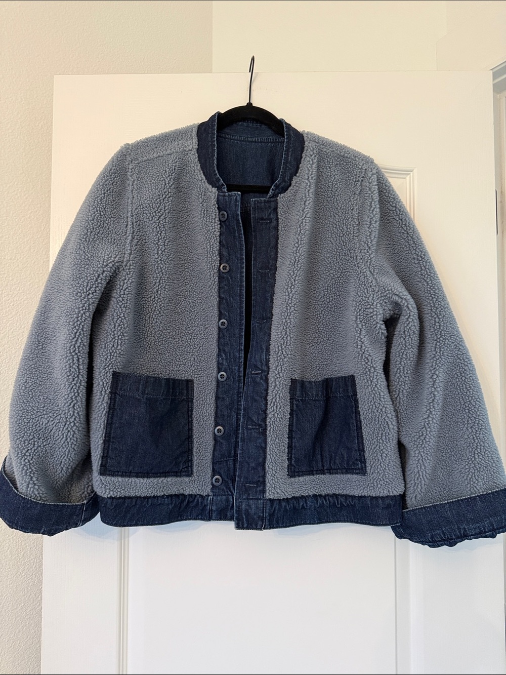 Madewell Reversible Blue Sherpa Jacket with Denim Trim